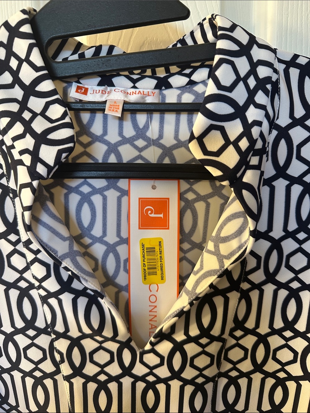 Jude Connally Black and White Geometric Tunic. Size Large, NWT. - Picture 2 of 5